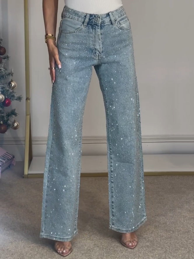 Damejeans med Høj Talje og Glitrende Detaljer 2