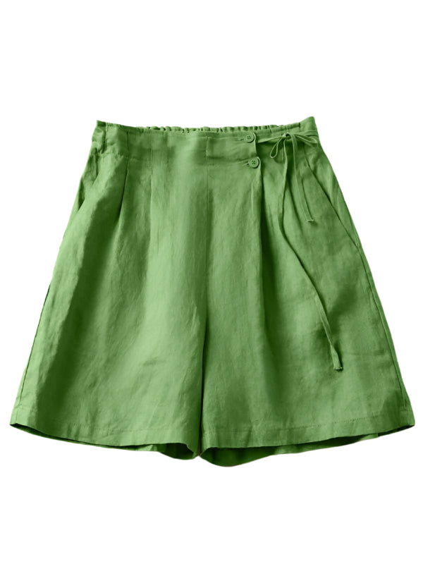 Damer Baggy Shorts Vævet Bomuld og Linned 0