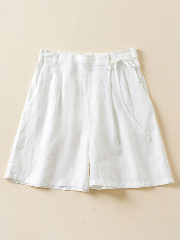 Damer Baggy Shorts Vævet Bomuld og Linned 1
