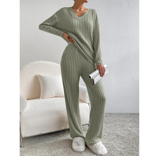 Damernas Tvådelte Sæt i Strik med Minimalistisk Design 2