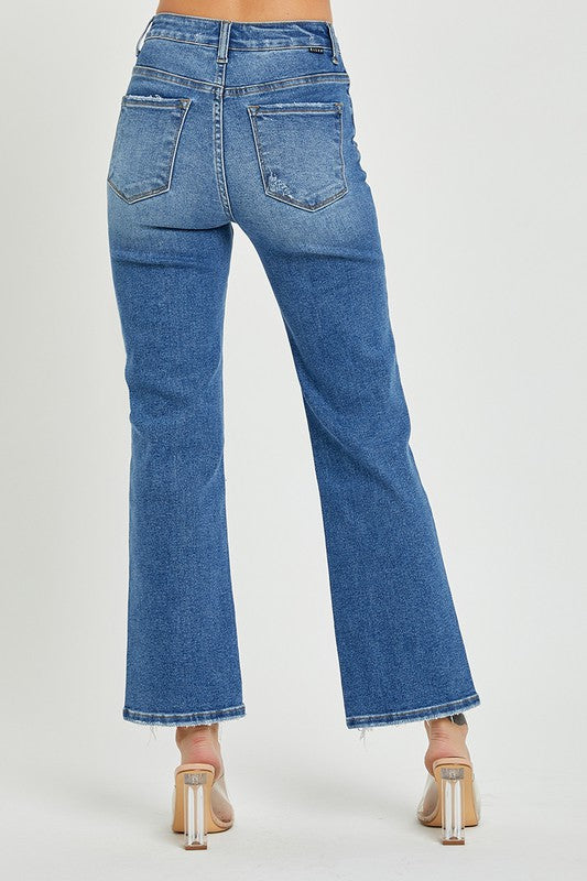 Damerne Høj Talje Ankel Jeans Afslappet Denim 4