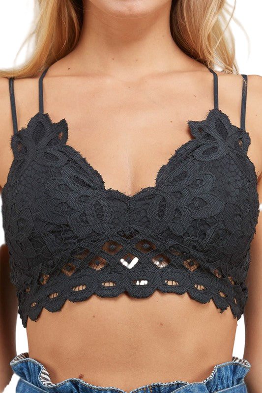 Damernes Bralette med Dobbelt Rem og Blonder 0