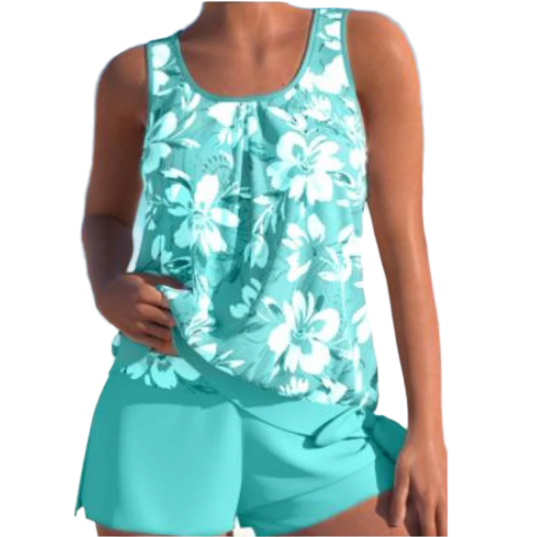 Damernes Tankini Sæt med Blomsterprint og To Farver 0