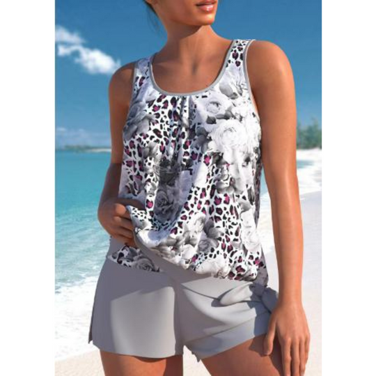 Damernes Tankini Sæt med Blomsterprint og To Farver 2