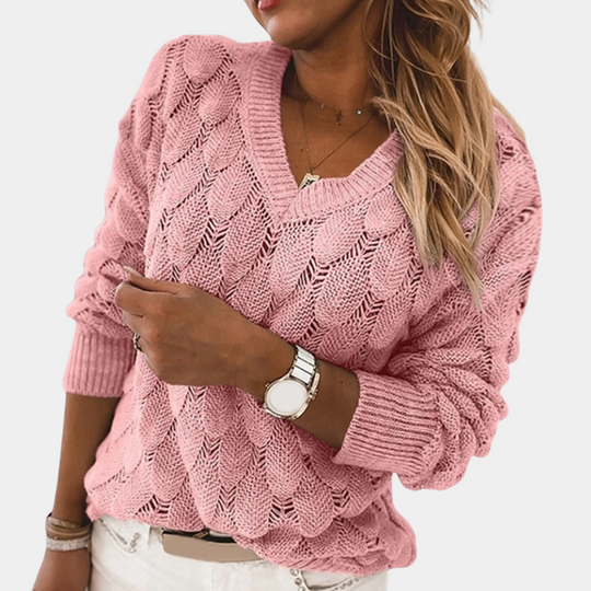 Dametrøje Strikket V-hals Stilfuld 3