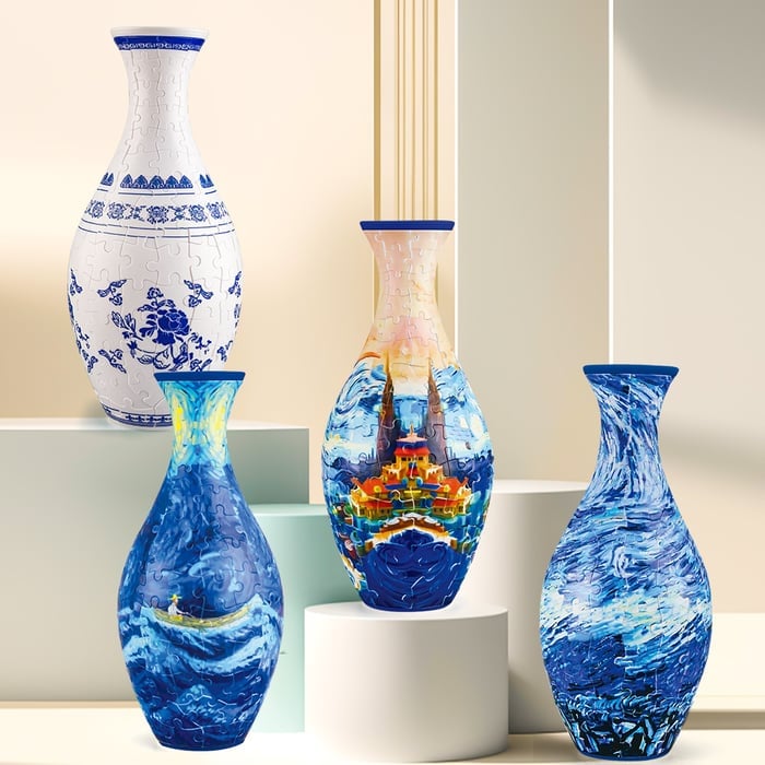 Dekorativ Blomstervase 3D Puslespil til Kreativ Indretning 1