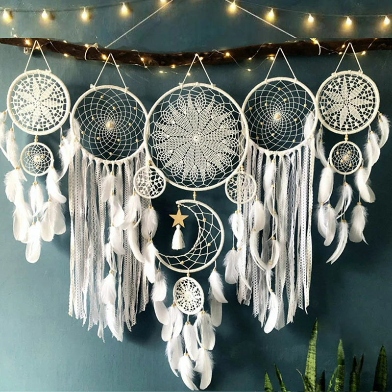 Drømmefanger Sæt med Måne Tema til Indretning - Håndlavet Boho Design 6