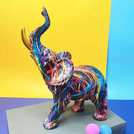 Farverig Elefantskulptur Dekoration 1