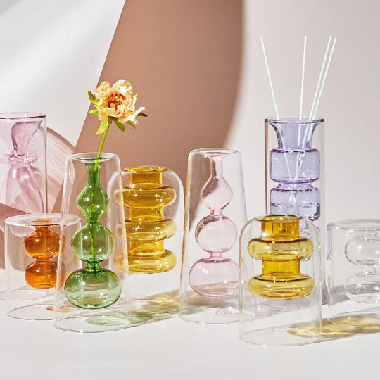 Farverig Glasvase i Skandinavisk Design 1