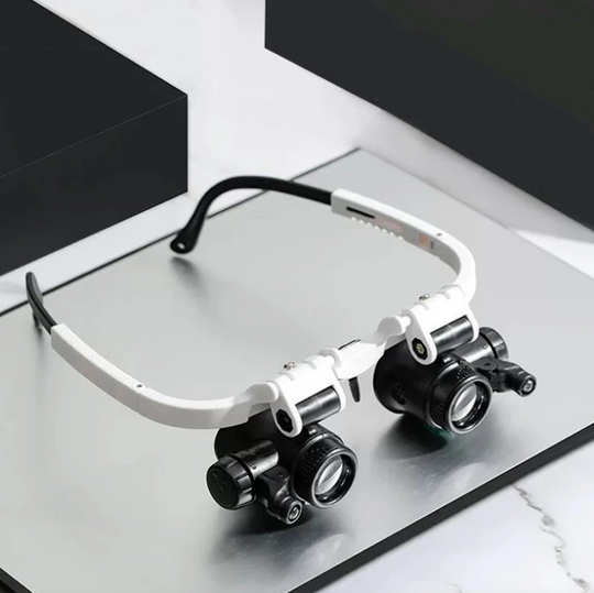 Forstørrelsesglas med LED-belysning og justerbar hovedbøjle 0
