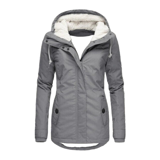 Frakke Dame Plisseret Bomuld med Aftagelig Hætte til Vinter 0