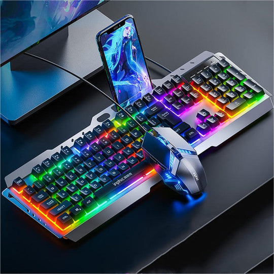 Gaming Tastatur og Mus Sæt med Regnbue Lys 0