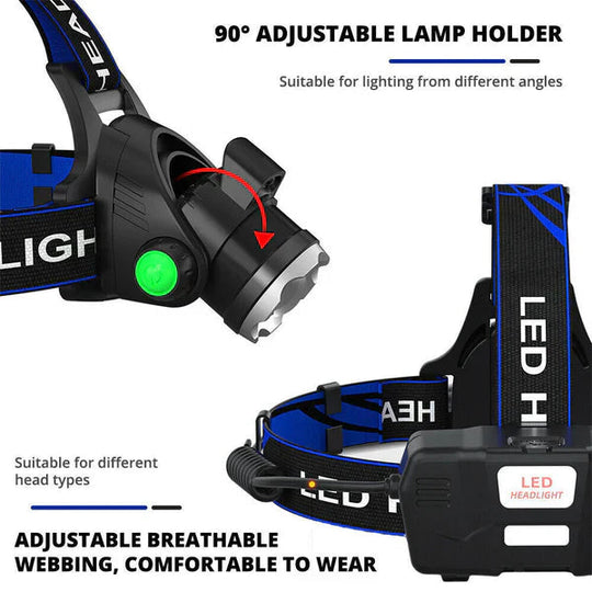 Genopladelig LED-forlygte Taktisk med Zoom 3