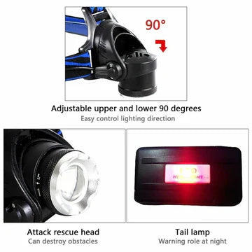 Genopladelig LED-forlygte Taktisk med Zoom 5