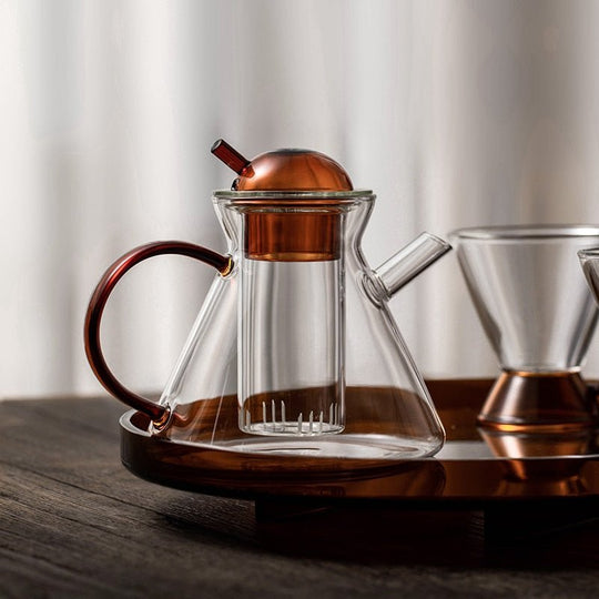 Glas Teapot Set til Løs Te og Varme Drikke 2