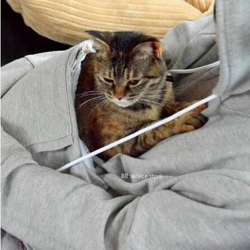 Hætte Trøje Til Katte Med Kattelomme Komfortabel Indendørs Design 5
