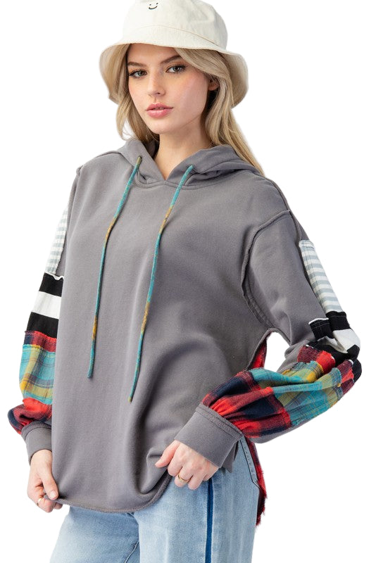 Hættetrøje Mænd Plaid Casual Terry Knit Materiale 0