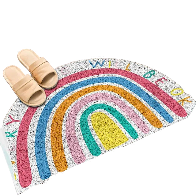 Halvcirkel Dørmåtte med Regnbue- og Vandmelonprint 0