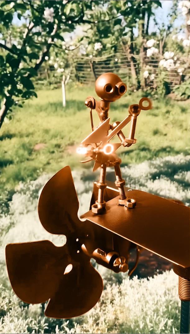 Håndlavet Metal Vindmølle Kinetisk Skulptur 3