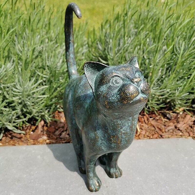 Havekatte Statue Dekoration - Naturtro Ude Skulptur til Haven 2