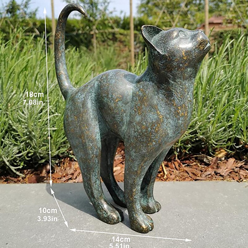 Havekatte Statue Dekoration - Naturtro Ude Skulptur til Haven 3