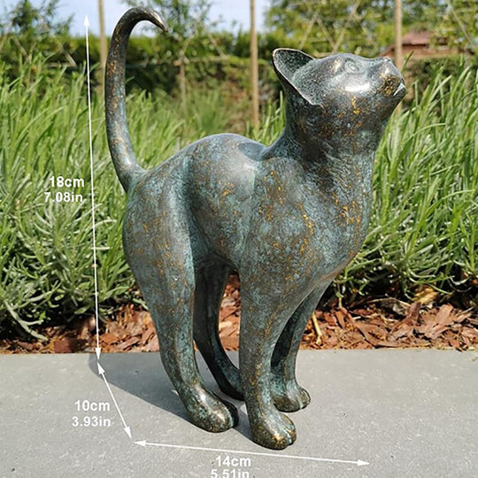 Havekatte Statue Dekoration - Naturtro Ude Skulptur til Haven 3