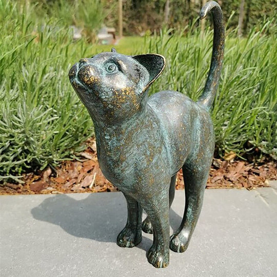 Havekatte Statue Dekoration - Naturtro Ude Skulptur til Haven 4