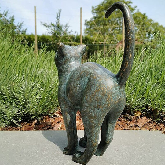 Havekatte Statue Dekoration - Naturtro Ude Skulptur til Haven 5