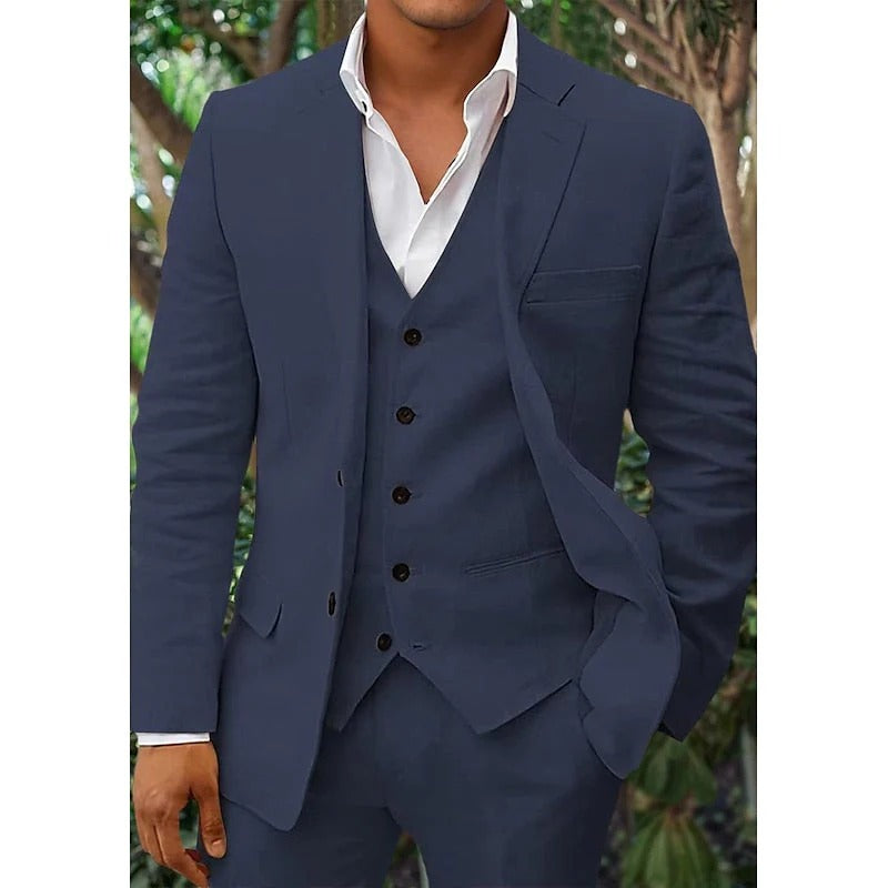 Herre 3-Delt Dragt med Vest Modern Fit 6
