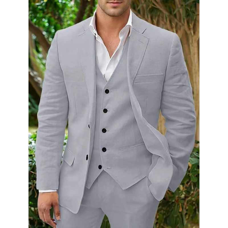 Herre 3-Delt Dragt med Vest Modern Fit 7