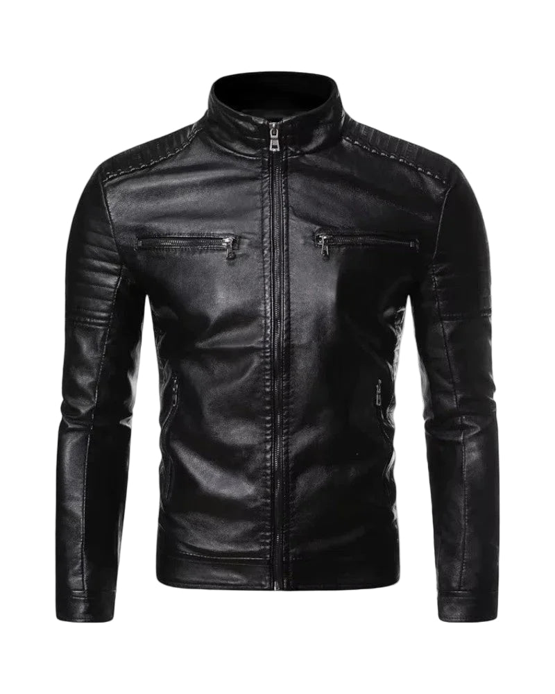 Herre Bikerjakke Slim Fit 0