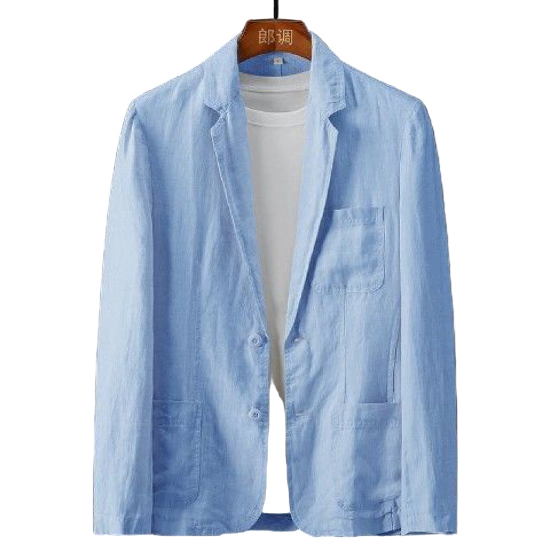 Herre Blazer Jakke Slank Leinen Med Elegant Reverskrave 3