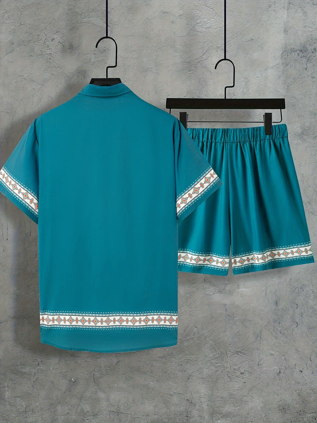 Herre Boho Sommer Sæt Todelt Skjorte og Shorts 5