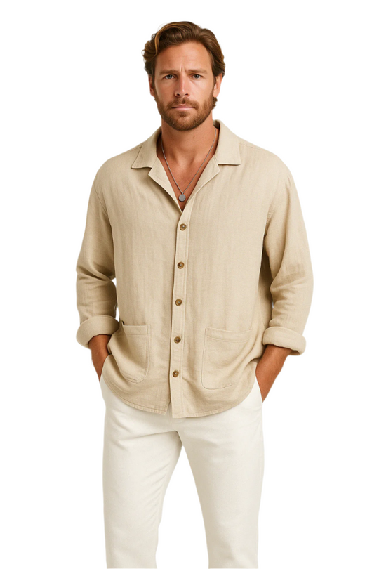 Herre Button-Up Skjorte Afslappet Pasform Casual Langærmet 1