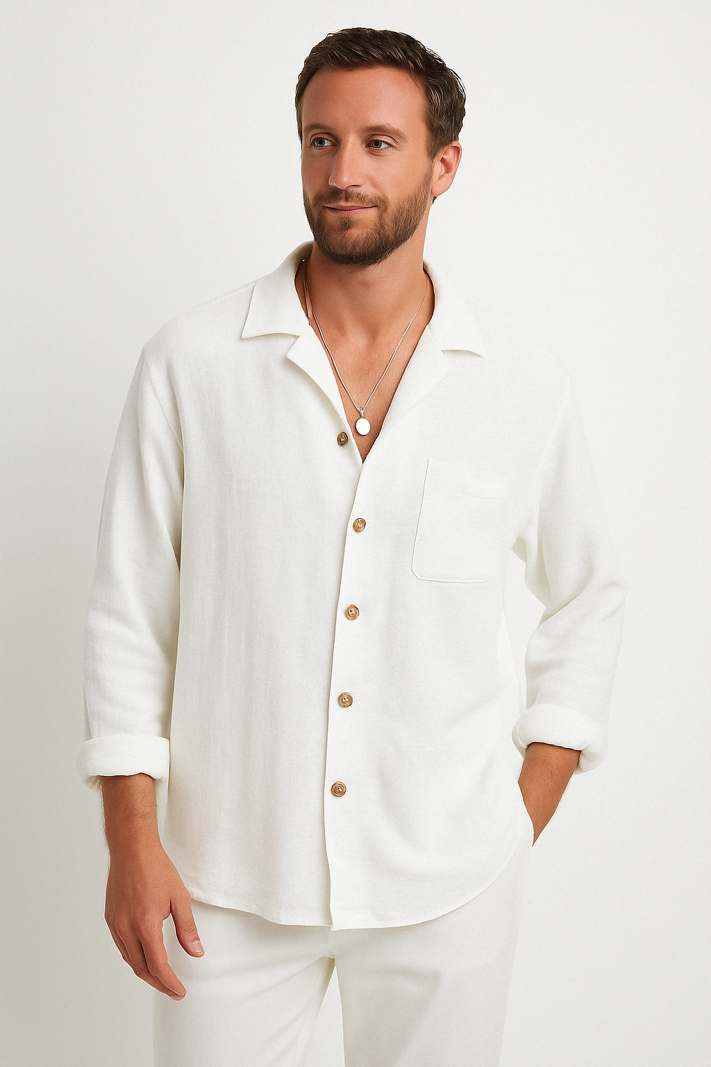 Herre Button-Up Skjorte Afslappet Pasform Casual Langærmet 2
