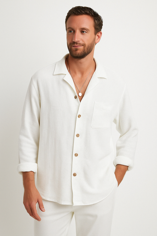 Herre Button-Up Skjorte Afslappet Pasform Casual Langærmet 2