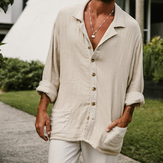 Herre Button-Up Skjorte Afslappet Pasform Casual Langærmet 3