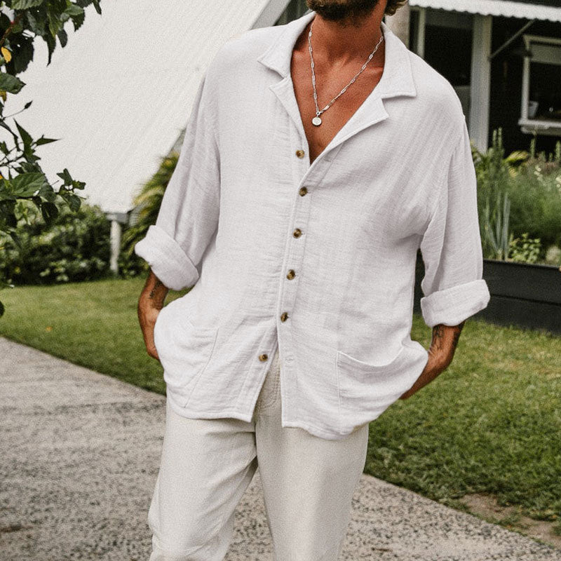 Herre Button-Up Skjorte Afslappet Pasform Casual Langærmet 5