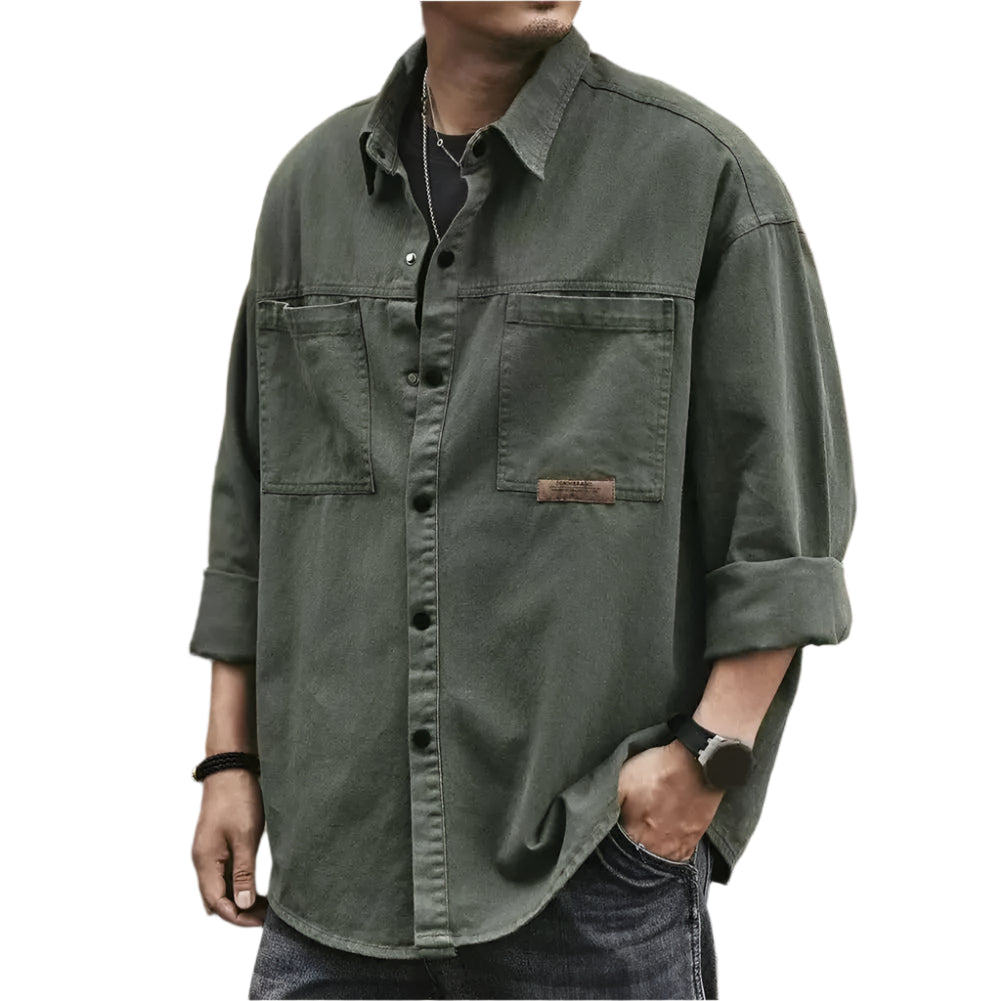 Herre Button-Up Skjorte Vintage Stil 0