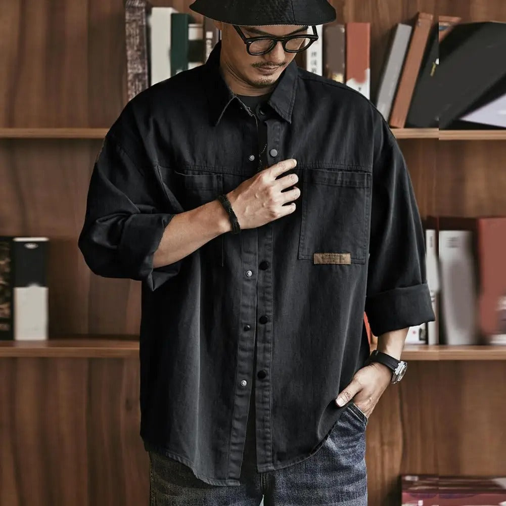 Herre Button-Up Skjorte Vintage Stil 3