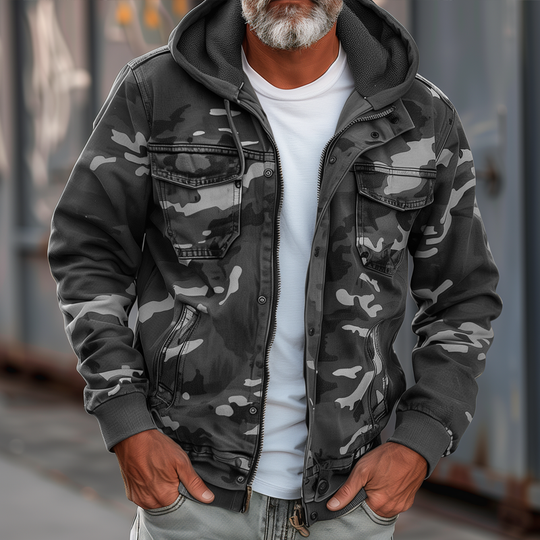 Herre Camouflage Cargo Jakke med Hætte 4