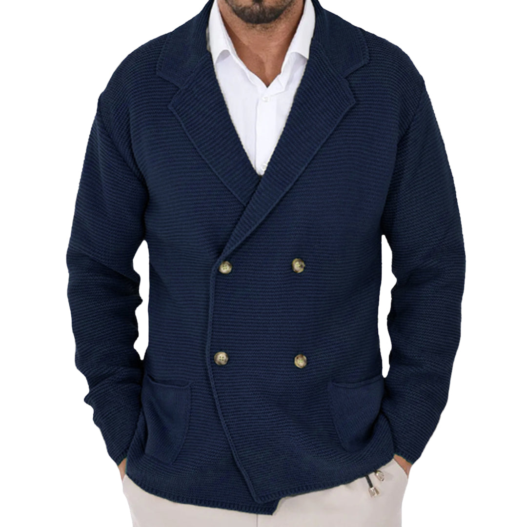 Herre Cardigan Dobbeltradet Blazer 0