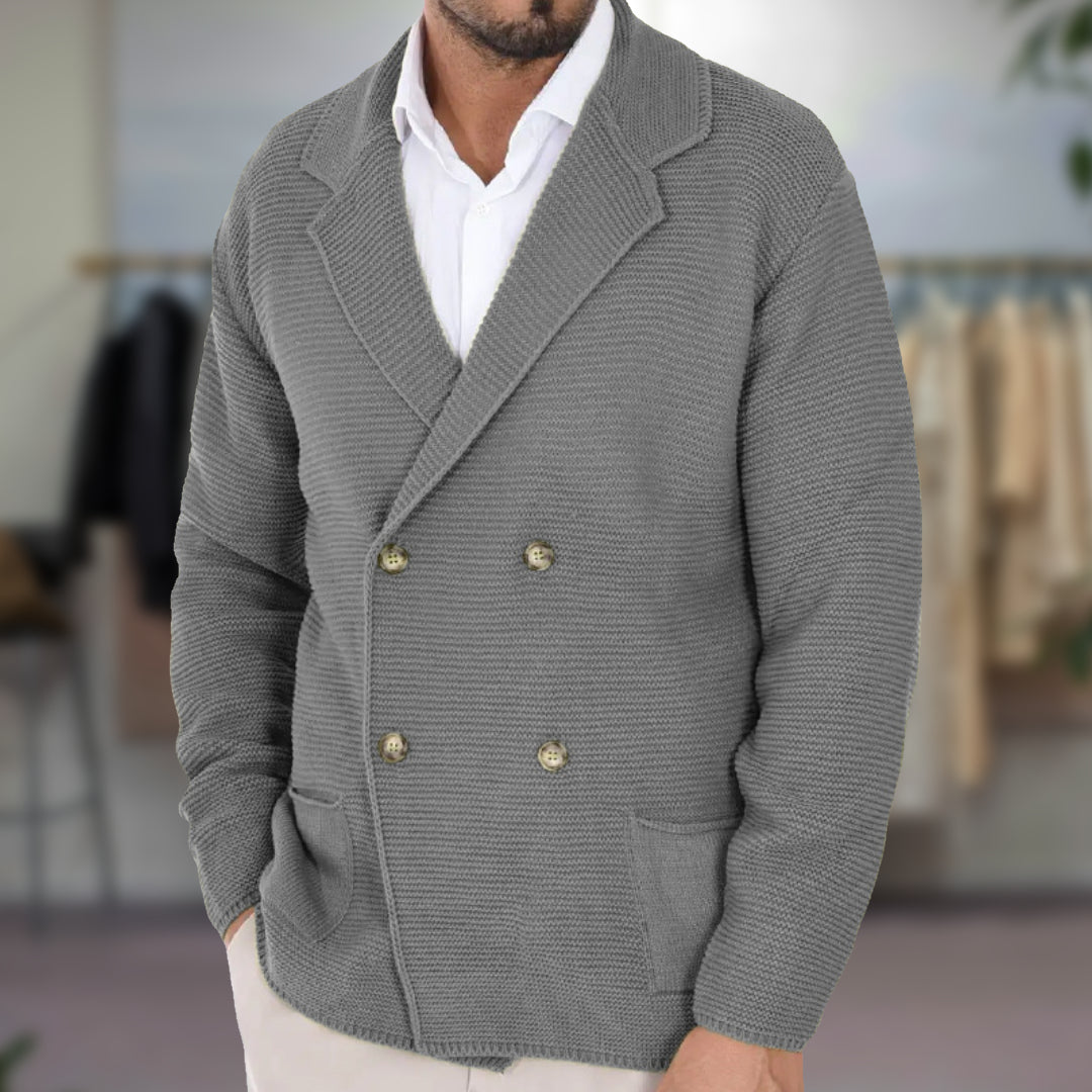 Herre Cardigan Dobbeltradet Blazer 1