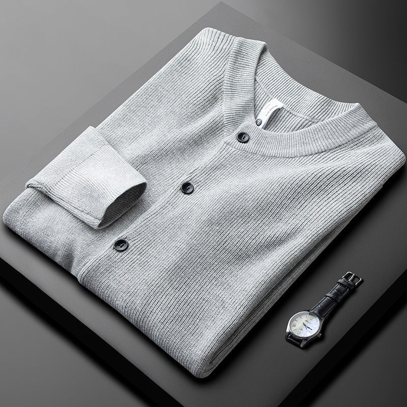 Herre Cardigan med Knaplukning og Ribkant 3