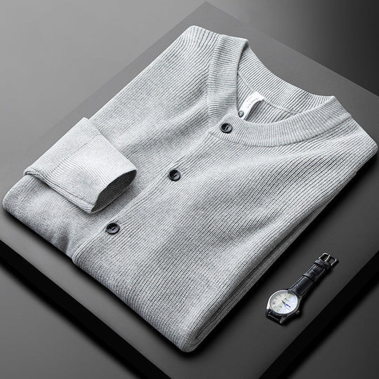 Herre Cardigan med Knaplukning og Ribkant 3