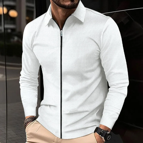 Herre Cardigan med Krave og Lynlås 2