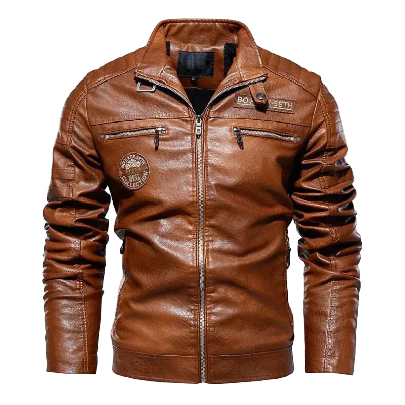 Herre Casual Læder Vinterjakke 0