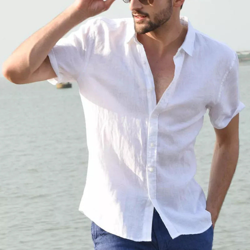Herre Casual Skjorte Kort Ærme Button Down Krave 0
