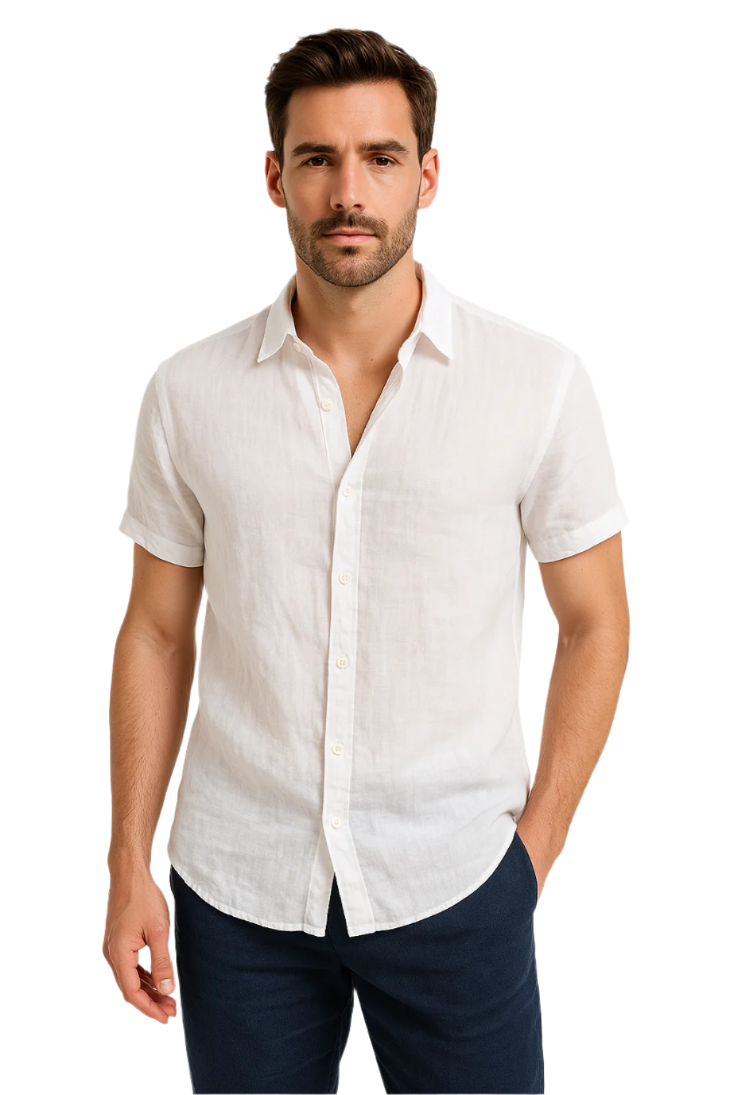 Herre Casual Skjorte Kort Ærme Button Down Krave 1