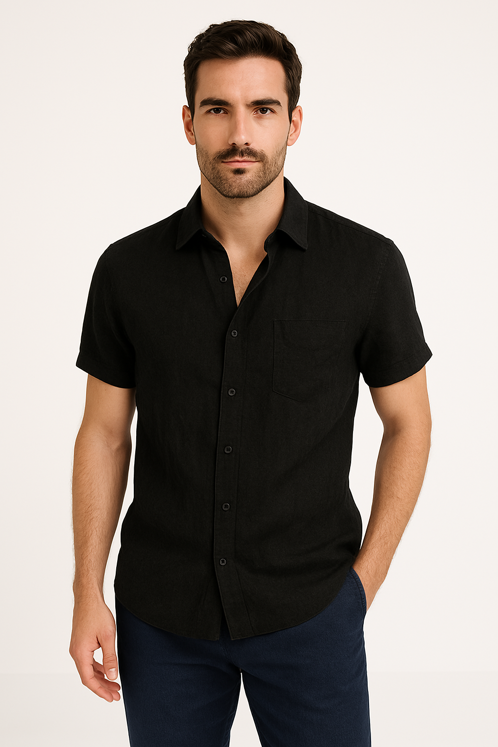 Herre Casual Skjorte Kort Ærme Button Down Krave 2